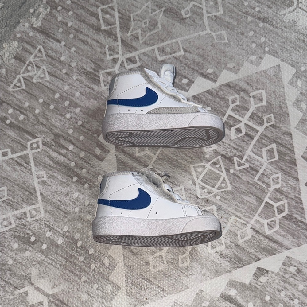 Nike White and Blue High-Top Sneakers